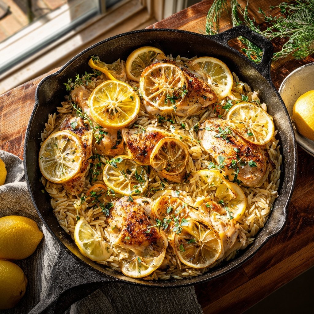 Skillet Lemon Chicken With Orzo