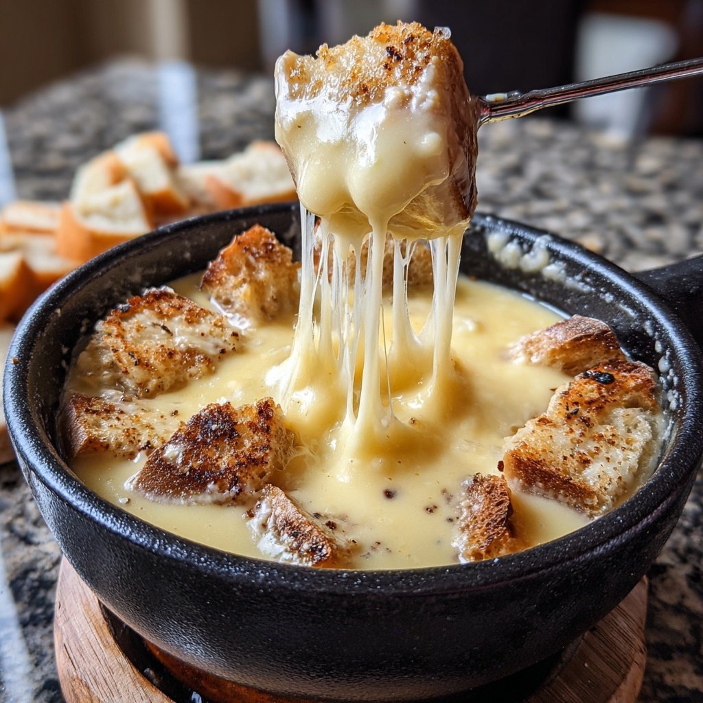 Fondue with Swiss Cheese and Garlic