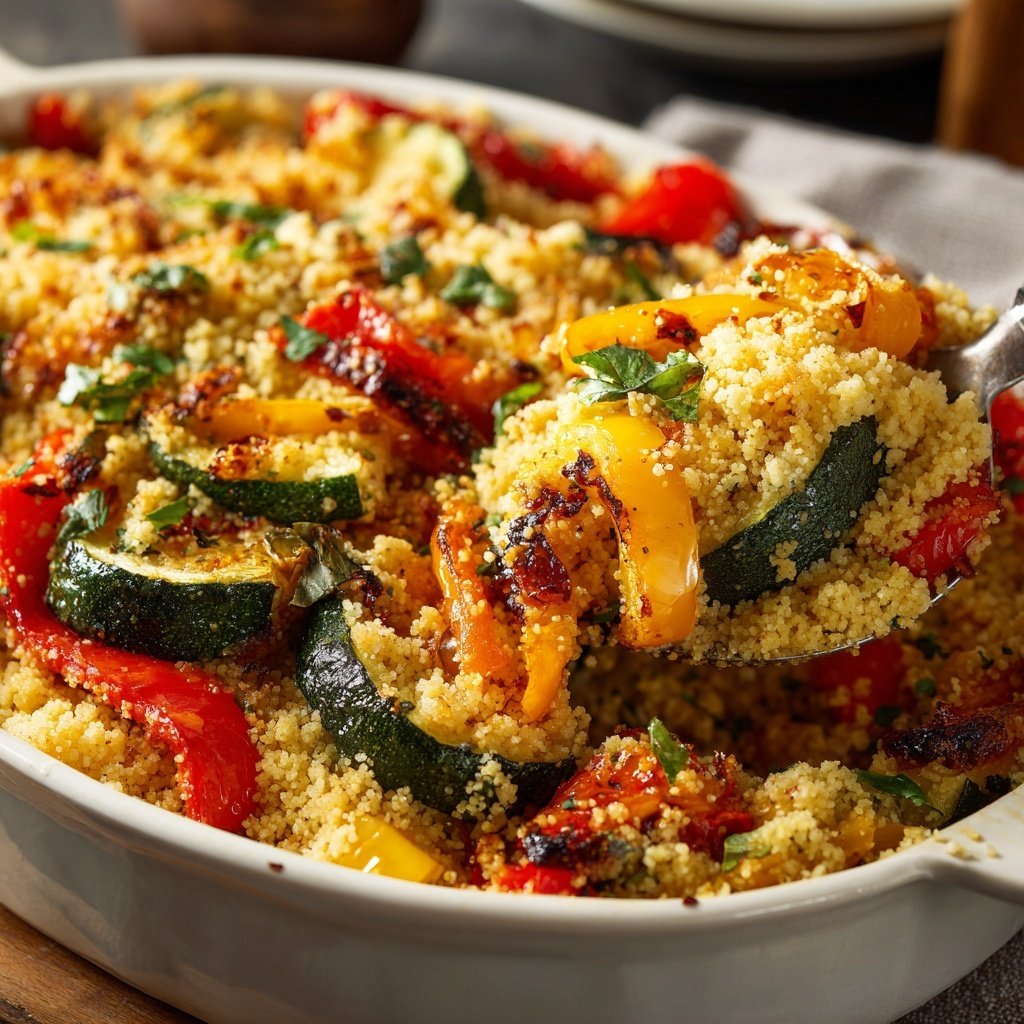 Herb Roasted Veggie Couscous Bake