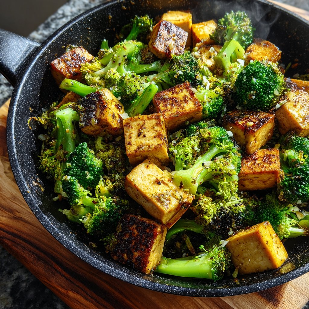 Healthy Dinner Broccoli Tofu Skillet