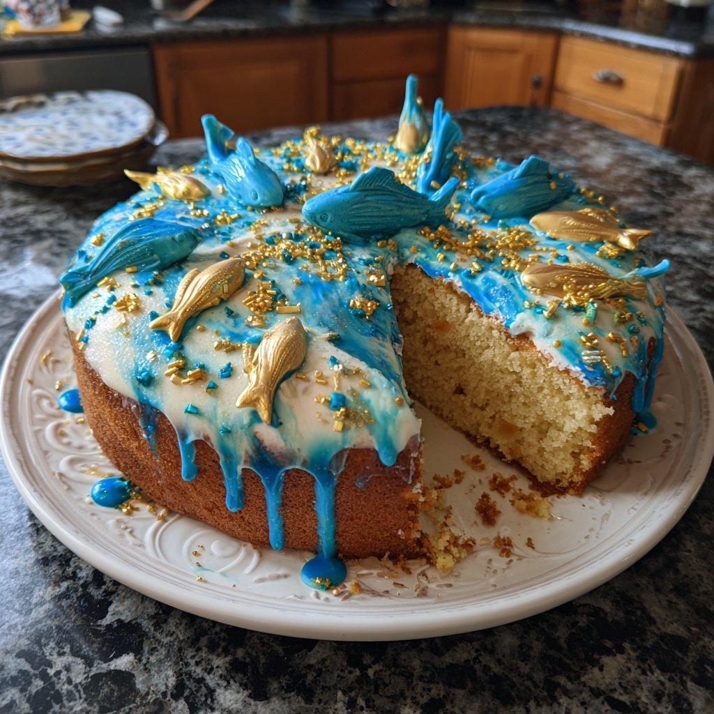 Simple Pisces Sheet Cake