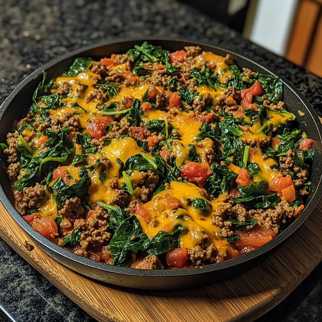 Ground Beef Skillet with Spinach