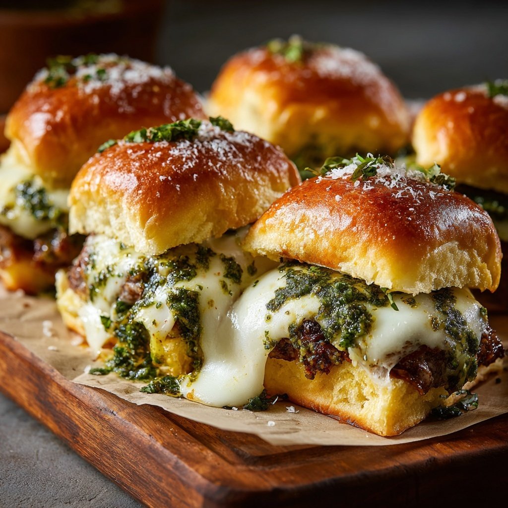 Sliders with Pesto Mozzarella
