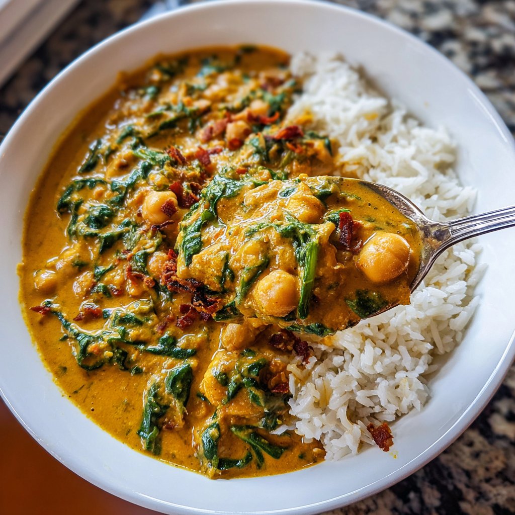 Healthy Dinner Chickpea Spinach Curry